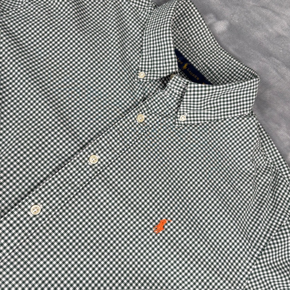 Ralph Lauren Mens Shirt XL Long Sleeve‎ Button Down Green Gingham Checkered